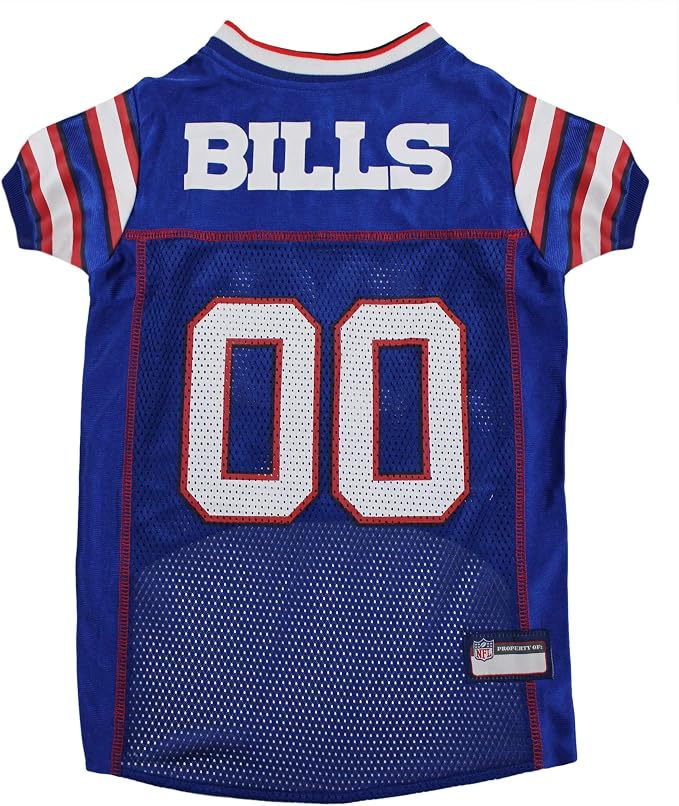 Pets First Buffalo Bills Dog Jersey, X-Large, Buffalo Bills Colors, Poly-mesh and Satin, Pull On, NFL Jerseys, Unisex, Breathable, for All Breed Sizes