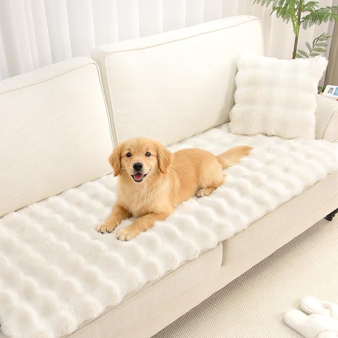 Couch Covers for Dogs, Pet Sofa Covers Washable Leather Couch Thick Fuzzy Couch Protector for Dogs, Non-Slip Pet Friendly Sofa Slipcover Mat for Couches Furniture Plush Loveseat Covers, 27.6"x59.1"