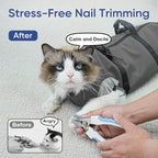 Cat Carrier Pouch, Soft Cat Grooming Restraint Bag for Vet Visits, Nail Trimming,Dental Care & Medication, Comfortable Cats Carry Bag with Bottom Support for Car Travel,Grey S(4-10lbs)