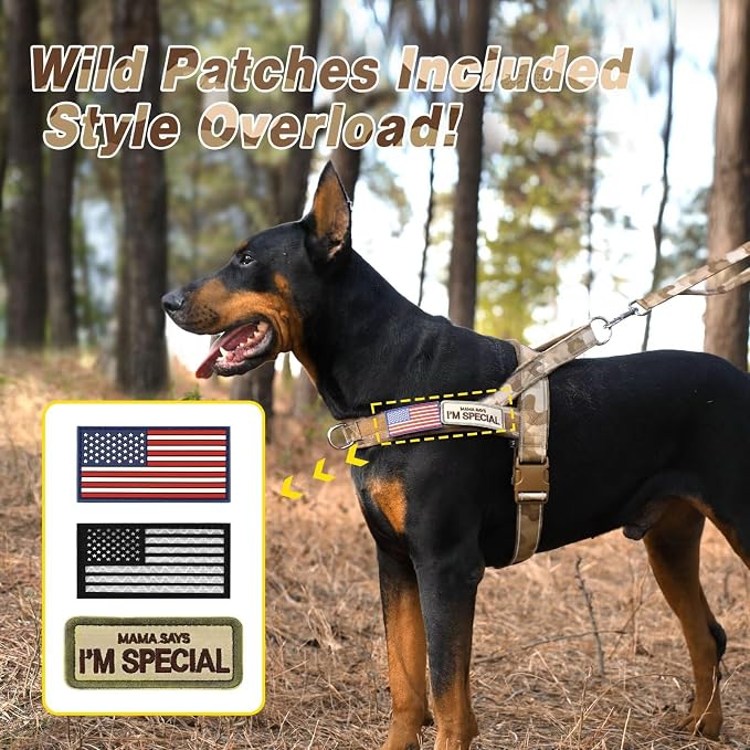 Forestpaw No Pull Dog Harness with Large Handle,Comfortable,M,Camo Brown | Adjustable Fits Chest 23-28",28-50 lbs,Slip On,Quick Release Buckle,Easy Control,Soft Padded,for Medium Dogs Walking Training