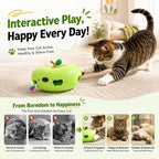 Cat Toys Automatic Interactive Cat Toy for Indoor Cats, Green | Rechargeable Cat Toys Interactive, Quiet Pop-Up Kitten Toy, Smart Sensor Feather Toy, Simulates Hunting, with 6 Random Holes