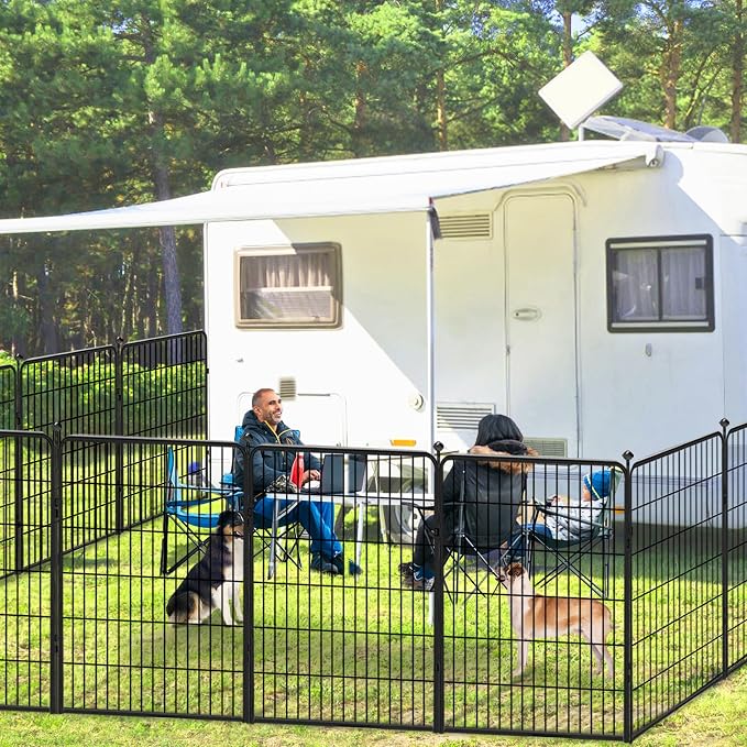 Dog Playpen Outdoor 40 inch 16 Panels Indoor Dog Pen for Large/Medium/Small Dogs Rustproof Metal Dog Fence Outdoor for Yard, Puppy Playpen with Door Portable Pet Fence for RV Camping Yard