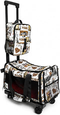Airline Approved Pet Carrier with Wheels – 6 Removable 360° Spinner Wheels, Telescopic Handle with Phone Holder, Expandable Ventilated Cat & Dog Travel Carrier