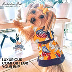 Parisian Pet Summer Dog Dress - Multicolor Clothes for Medium Dogs Girl - Pet Dress with Leaf Pattern - Stylish Printed Beach Dog Outfit - Lightweight Puppy Clothes - Sleeveless Dresses for Dogs