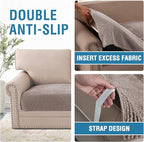H.VERSAILTEX Plush Chenille Dog Bed Cover Thick Soft Sofa Cover for 3 Cushion Couch Anti Slip Couch Cover Furniture Protector for Dog, Pet, Cat (35" x 82", Cuban Sand)