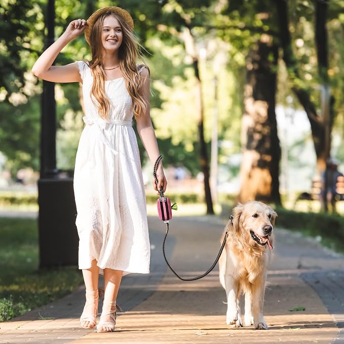 Dog Poop Bag Holder for Leashes - Dog Poop Bag Dispenser and Treat Holder with 2 Waterproof Pouches for Pet Waste Bags and Walking Accessories + 1 Free Roll - Leashrr 2.0 (Black)