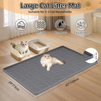 Silicone Cat Litter Mat 42" x 29" Cat Mat for Litter Box, Dark Grey | Extra Large Cat Litter Trapping Mat for Floor, Waterproof, Non-Slip Kitty Litter Box Mat with Raised Edge, Easy to Clean