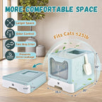 Covered Cat Litter Box, Extra Large Drawer Design with Dual Entry,Baby Blue | 13L litter capacity, adjustable door, leakproof structure, cleaning accessories, complimentary cat litter mat
