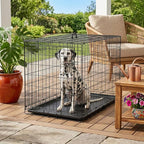 FDW Dog Crate 48-Inch Dog Cage Foldable Metal Kennel with Leakproof Tray Foldable Design Indoor Outdoor Use for XL Large Dogs,Dark Black