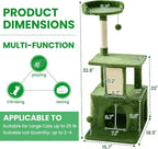 32.8inch Small Cat Tree Tower Condo for Indoor Cats, Soft Plush Multi-Level Climbing Tree Cat House with Cat Cave, Scratching Post, Sisal Rope, Green