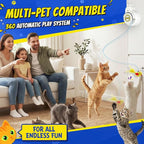 Interactive Cat Toys for Indoor Cats - Automatic Flying Bird for Enrichment | Catpick toy Hanging Feather & Mouse Wand Toy for Exercise & Self-play, Ideal for Bored Kitten&Adult Cat, Rechargeable, White