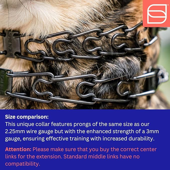Herm Sprenger Black Stainless Steel Dog Collar with Short Links and Quick Release ClicLock Buckle Made in Germany (20in x 3.0mm (Neck Size up to 16-17in)