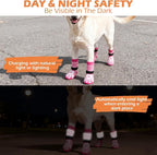 EXPAWLORER Dog Socks to Prevent Licking Paws with Grippers for Hardwood Floors Anti Slip,Glow-in-the-Dark Dog Summer Shoes Booties Boots & Paw Protectors for Small Medium Large Senior Dogs Pink S