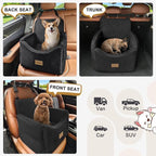 JOEJOY Dog Car Seats for Small Medium Dogs Under 35lbs, Dog Booster Seat with Detachable Washable Cover and Cushion, Memory Foam Pet Car Seat with Safety Belt and Storage Pockets (Black)