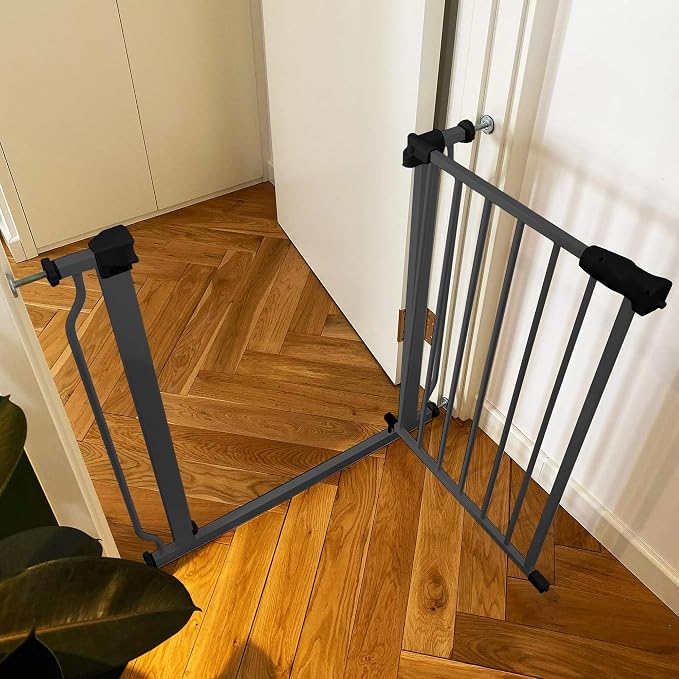 BalanceFrom Easy Walk-Thru Safety Gate for Doorways and Stairways with Auto-Close/Hold-Open Features, 30-Inch Tall, Fits 29.1-33.8 Inch Openings, Graphite | with Hold-Open and Auto-Close – Adjustable Steel Barrier for Stairs, Doorways, and Hallways, No...