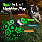 QDAN Glow in The Dark Dog Toys, Dog Soccer Ball with Straps, Night Play Fun | Light Up Dog Balls for Large Dogs, Interactive Training Dog Tug Toys for Tug of War, 8 Inch, 30-90 lbs Puppy Ball, Dog Gifts