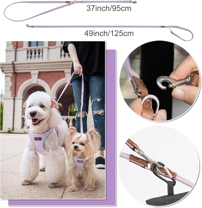 Puppytie Dog Harness and Leash Set, Light Purple, M (16.5-31 lbs) | Harness Small Size Dog, Dog Leash for Small Dogs, Soft Lightweight and Adjustable, Small Dog Harness for Daily Walks