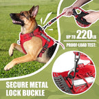 Service Dog Tactical Vest Harness and Leash Set Large Sized Dog Emotional Support- Tactical Dog Harness Training Collar with Name (Red, S)