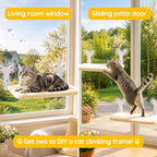 Aysoner Suction Cat Window Perch: 6 Suction Cups Sturdy Hold Up to 45lbs | 1-Second Stick on Glass & No-Drill - Heavy Duty Indoor Hammock Seat for Chunky Cats Safety to Sunbathe & View