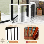 PUPETPO Freestanding Pet Gate for Dogs, Indoor Wooden Dog Gate for House, Foldable Dog Gate for Doorway, Stair, Gates for Dogs Indoor, 80 Inch Wide, 4 Panels 32", White