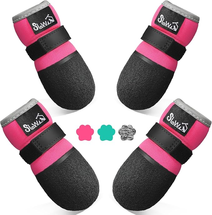 SlowTon Dog Shoes - Breathable Dog Sock Boots for Summer Hot Pavement Hardwood Floors Winter Snow, Waterproof Booties for Small Medium Large Dogs, Non-Slip Paw Protector for Outdoor Walking (PI, 1)