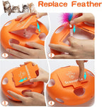 Cat Toys, Rechargeable Interactive Cat Toy, Orange | Smart Sensor Pop-Up Feather Toy with 7 Holes, USB Powered Automatic Kitten Toy for Indoor Cats