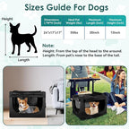 Soft Small Dog Crate - 24 inch Portable Travel Puppy Crate for Small Pets or 2 Cats, Collapsible Pet Carrier with 4 Mesh Doors, Car Kennel for Dogs with Handle for Indoor and Outdoor, Black