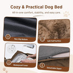 Comfort Expression Orthopedic Dog Bed for Extra Large Dogs with Bolster | Waterproof Dog Couch Bed with Washable Cover & Non-Slip Bottom, Supportive Egg Crate Foam XL Pet Bed, 42x30 Inch
