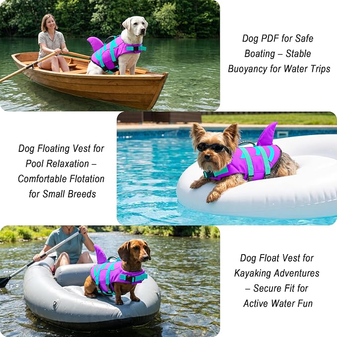 Fragralley Shark Dog Life Jacket, Easy to Put on Dog Life Vest for Swimming and Boating, Vibrant & Adjustable Dog Life Preservers for Small Medium Large Dogs, Suit to Swim, Fish, Beach, Surfing