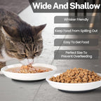 Cat Food Bowls, Whisker Friendly Ceramic Cats Bowls with Nonslip Silicone Bottom, Pack of 3 Quiet Dishes and Plates for Feeding Indoor Cats, Kittens and Small Dogs(Cat Paw,Shallower)