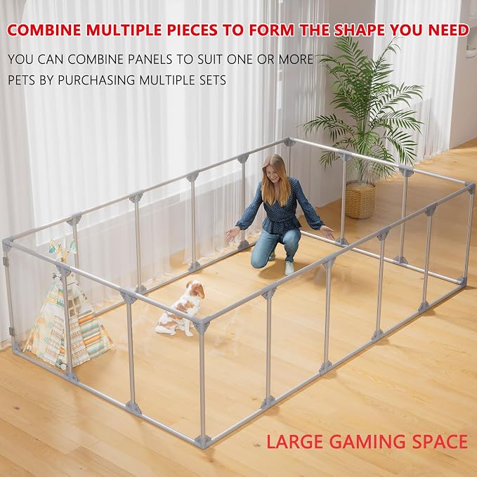Acrylic Dog Playpen Dog Playpen Indoor Puppy Pen Pets Fence Puppies Cage10 Panels for Puppies Dog Play Pens for Dogs Indoor (8)
