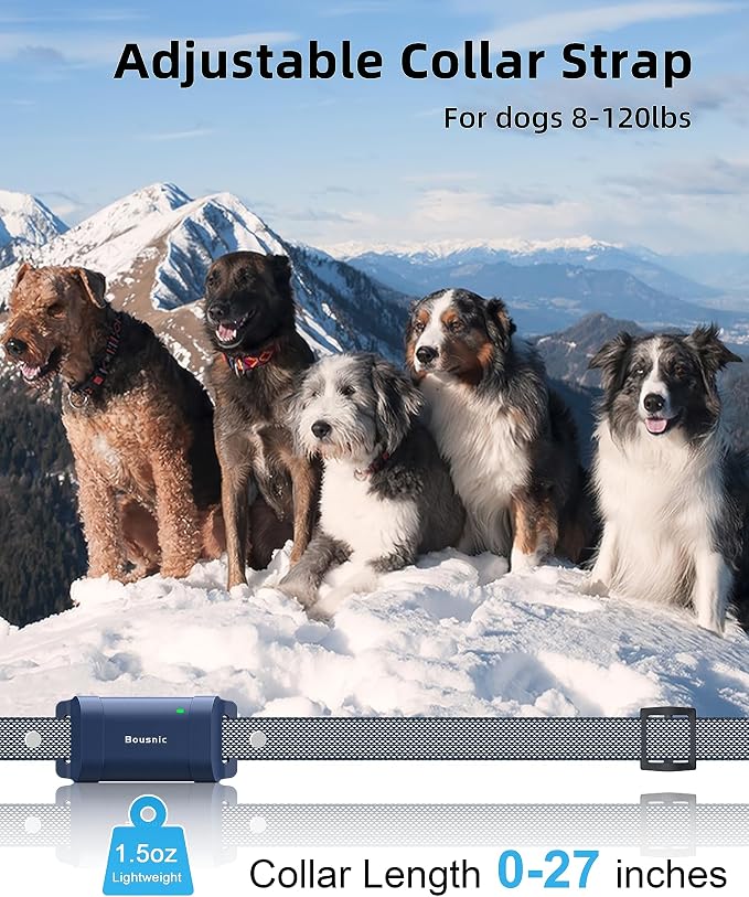Bousnic Dog Shock Collar with Remote - [New Edition] 4000FT Dog Training Collar for Large Medium Small Dogs (8-120lbs) Rechargeable E Collar with Beep, Vibration, Safe Shock