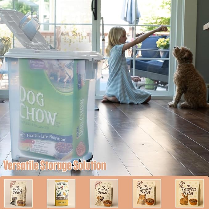 Buddeez Airtight Rolling Pet Food Storage Container, Bird Seed, 50 Quart | For dog food, cat food or bird seed, Rolling bin for easier movement