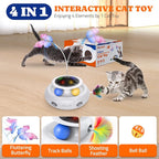 Pawtners Cat Toys, Automatic Interactive Kitten Toys for Indoor Cats, White | Fluttering Butterfly, Moving Feather, Track Balls and USB Rechargeable Powered Smart Indoor Exercise Kicker