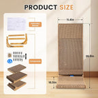 Cardboard Cat Scratcher for Indoor Cats, 26.8 Inch L Shaped Vertical Cat Scratching Board with Ball Cat Toy, Large Cardboard Cat Scratcher Pad