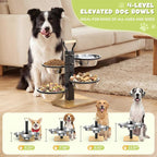 Elevated Dog Bowls Stand - 4 Heights Raised Dog Bowl Large Sized Dog - Dog Feeding Station - Dog Food and Water Bowl Set with Portable Handle - Suitable for Multi-Dog Feeding