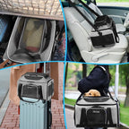 Petskd Top-Expandable Small Pet Carrier 17"x11"x9.5" Airline Approved | for Alaska Airlines, Lockable Safety Zippers and Anti-Scratch Mesh, Soft-Sided, Pets Under 10 Lbs, Grey