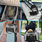 Petskd Top-Expandable Small Pet Carrier 18"x13"x9.5" Airline Approved | for Southwest Airlines, Lockable Safety Zippers and Anti-Scratch Mesh, Soft-Sided, Pets Under 10 Lbs, Grey