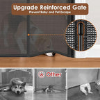 Reinforced 48" Extra Tall X 100" Extra Wide Retractable Baby Gate for Large Openings Extra Tall Dog Gates for Doorways Extra Long Baby Gate Mesh Large Dog Gate Indoor Pet Gate for Cats, Black