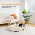 Dwanton Orthopedic Dog Bed for Medium Dogs with Gel Memory Foam, Waterproof Dog Sofa, Washable Pet Bed with Four Sided Bolster Cushion, Removable Cover & Non-Slip Bottom, 36", Beige