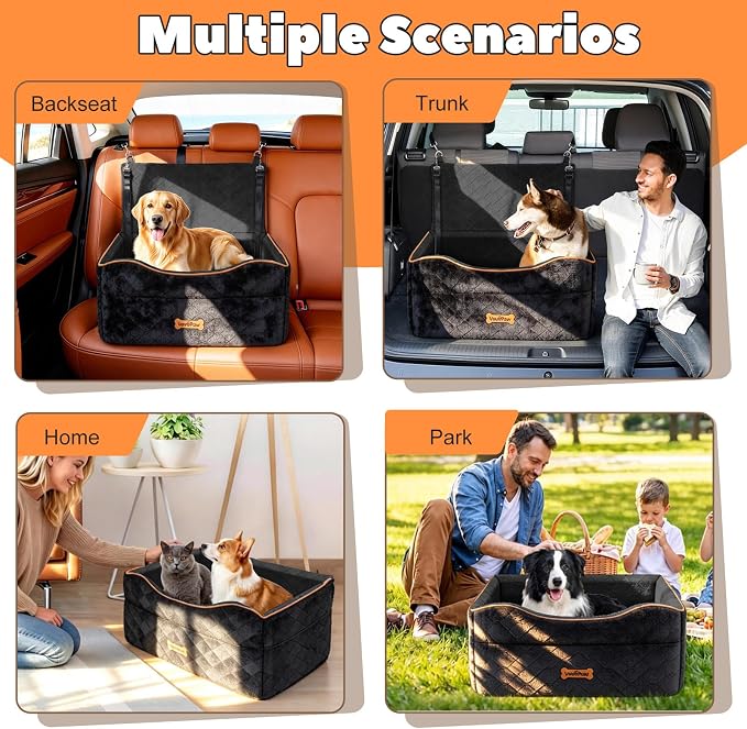 VavoPaw Medium Dog Car Seat Under 50Lbs or 2 Small Dogs Under 25Lbs