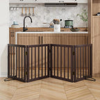 Wooden Dog Gate Freestanding Foldable 4 Panel Pet Gates Extra Wide Dog Gates for Indoor Doorways Stairs 24in Height Support Feet Included