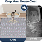 Silicone Cat Litter Mat 40" x 28" Cat Mat for Litter Box, Light Grey | Extra Large Litter Box Mat, Waterproof Cat Litter Trapping Mat, Non-slip, Leakproof Kitty Litter Mat with Bone Pattern