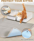 Fostanfly Cat Litter Mat, Machine Washable, Extra Large XL 45"x27", Gray | Cat Litter Trapping Mat, Urine & Waterproof, Double Layer Design, Honeycomb Scatter Control- Easy Clean for Floor