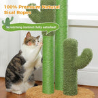 PAWZ Road Cactus Cat Scratching Post 35”Cat Scratcher with Toy Ball | Cactus Cat tree with 3 Sisal & Carpet Scratching Posts, Soft Carpet Base & Top, Interactive Ball for Adult and Indoor Cats