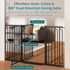 Cumbor 36" Extra Tall Baby Gate for Stairs, 30.4-56.8" Extra Wide Dog Gate Indoor, Dual Lock & Self-Closing Child Gate for Doorways, Hallways & Large Opening, Safety Baby Proofing for the House, Black