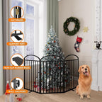 SNUOWU 3 Panels Full Matel Freestanding Dog Gates, 72" Extra Wide 36" Tall Free Standing Dog Pet Gate for Indoor & Outdoor. Foldable Pet Fences for Doorways, House, Stairs, Porch, Deck, Yard