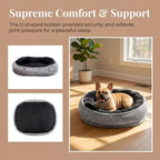 Calming Dog Bed for Medium Dogs 26"x19" - Orthopedic Washable Pet Bed with Anti-Slip Bottom, Indoor Soft Cat Bed with Removable Cover (Black)