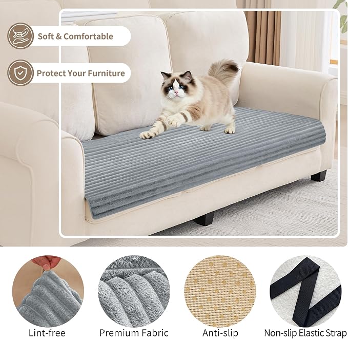 100% Waterproof Couch Covers for Dogs, 35"×70.9" Washable Couch Cover, Non Slip Sectional Couch Covers for 3 Cushion Sofa Cover Pet Friendly, Cat and Dog Couch Bed Cover-Light Grey