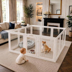 EVERFRONT Clear Acrylic Dog Playpen - Clear Dog Play Pen - Easy Assemble Acrylic Dog Playpen - Puppy Playpen, Cat Playpen, Small Animal Playpen, Dog Play Pen Indoors (24", 12-Pack)